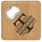 4" x 4" Leather Bottle Opener Coaster