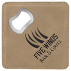 4" x 4" Leather Bottle Opener Coaster