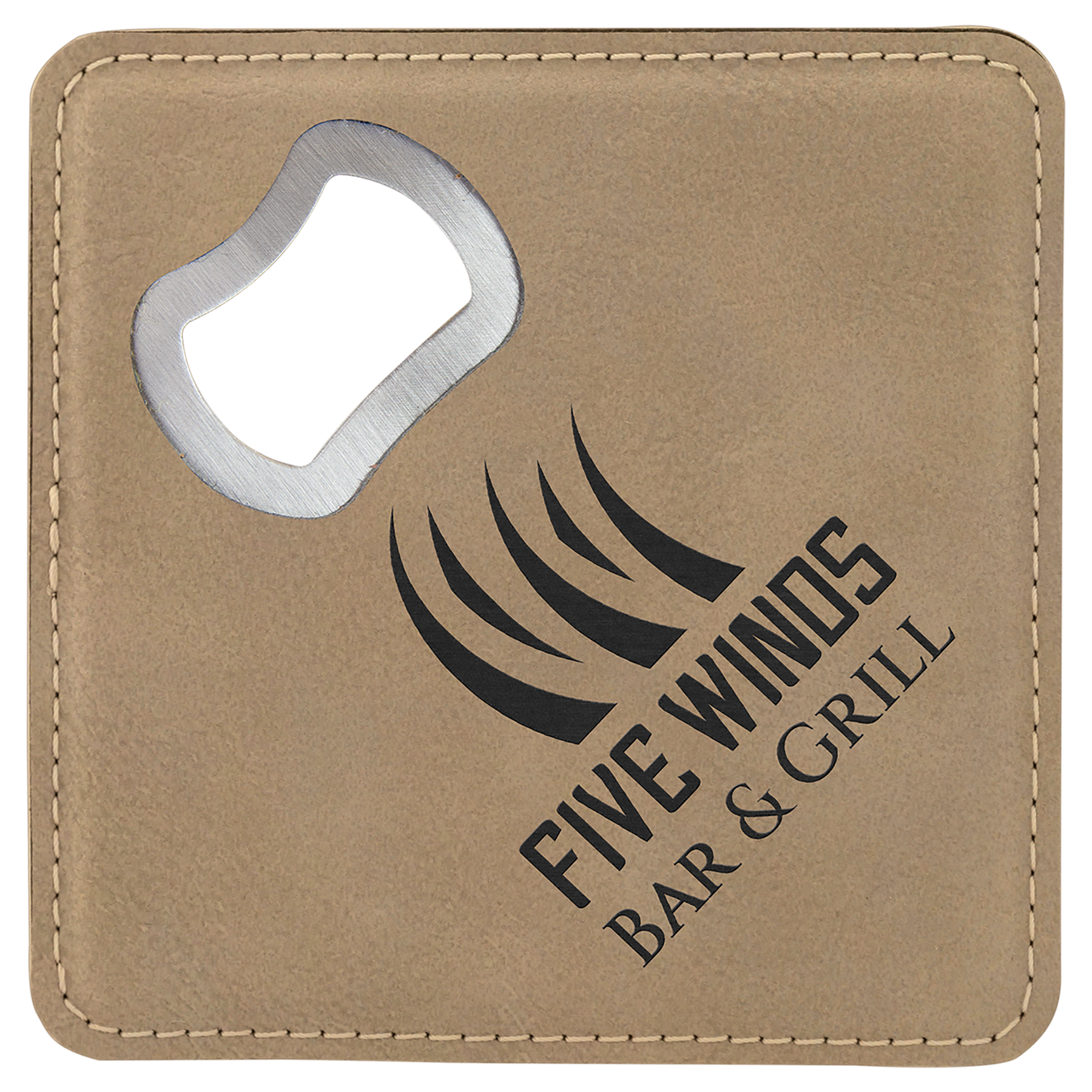 4" x 4" Leather Bottle Opener Coaster