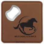 4" x 4" Leather Bottle Opener Coaster
