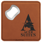 4" x 4" Leather Bottle Opener Coaster