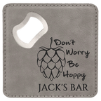 4" x 4" Leather Bottle Opener Coaster