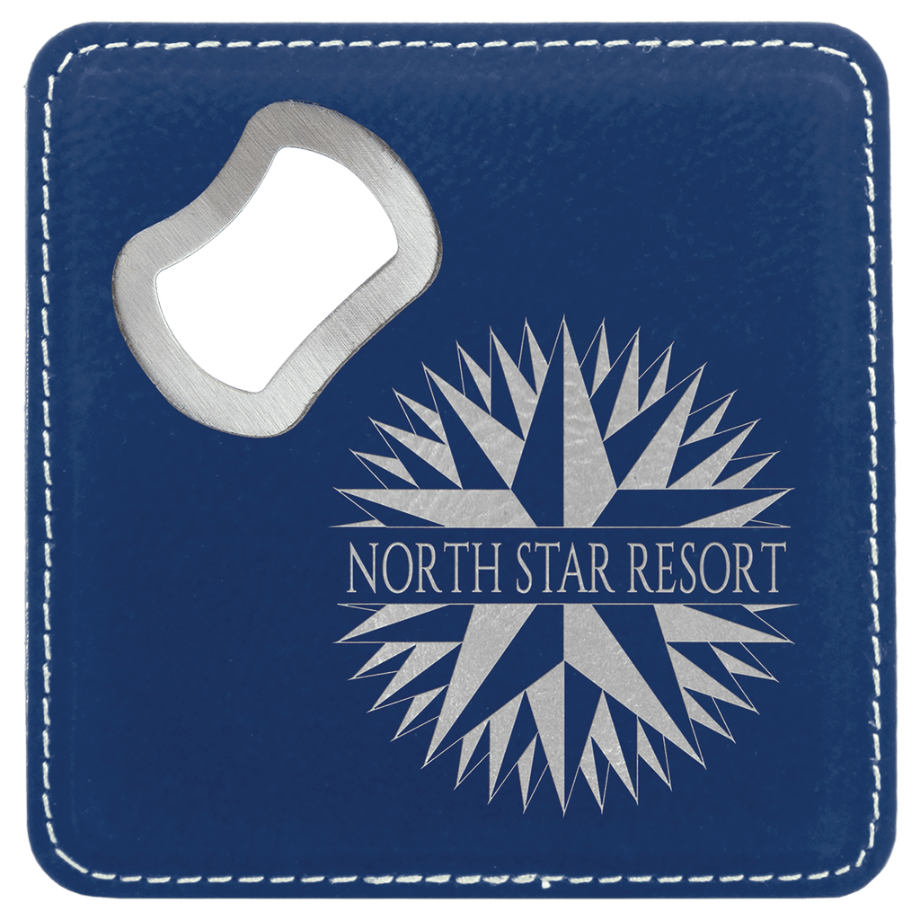 4" x 4" Leather Bottle Opener Coaster