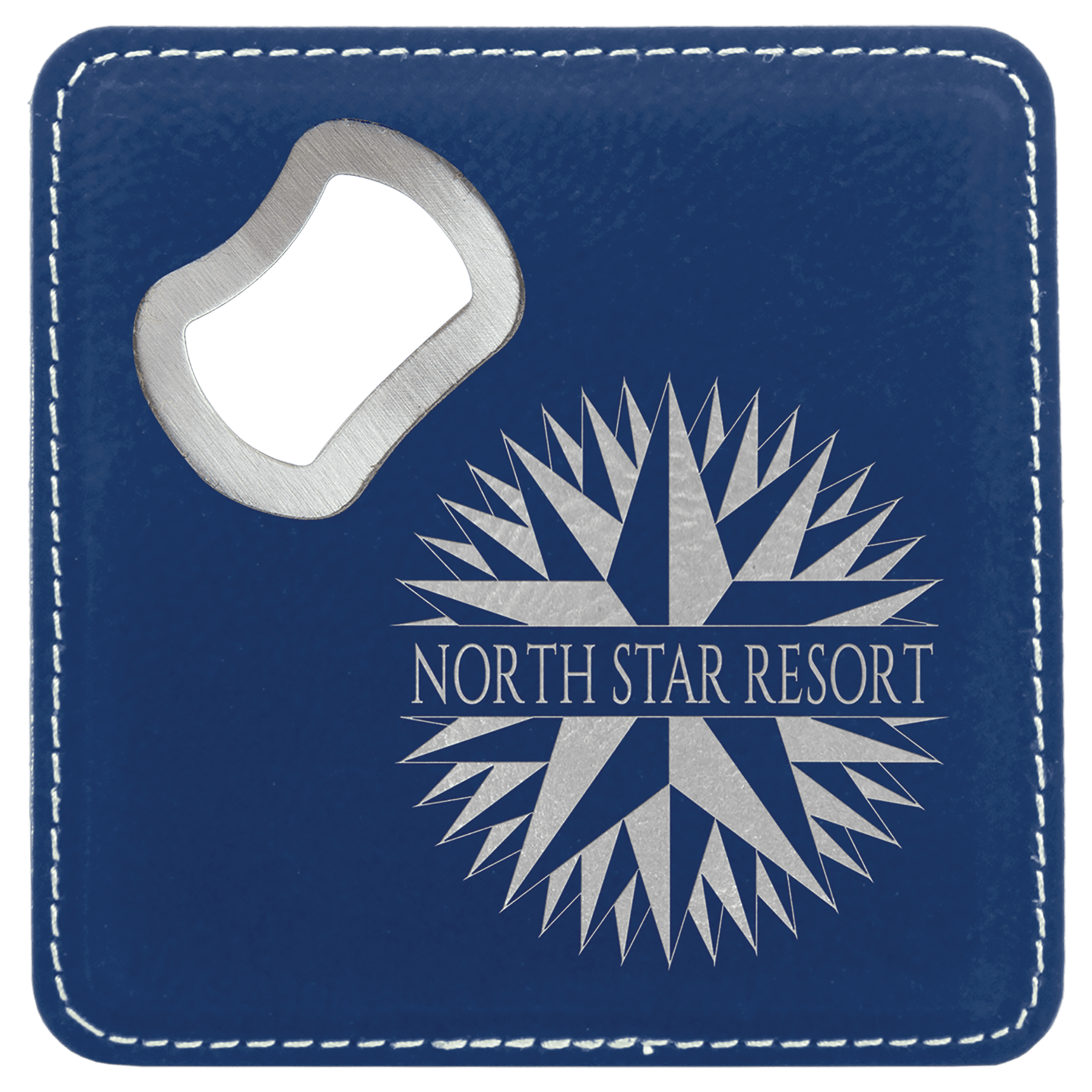4" x 4" Leather Bottle Opener Coaster