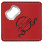 4" x 4" Leather Bottle Opener Coaster
