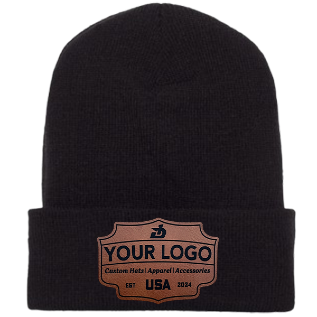 Custom Leather Patched Beanies