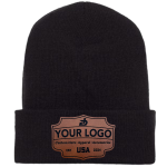 Custom Leather Patched Beanies